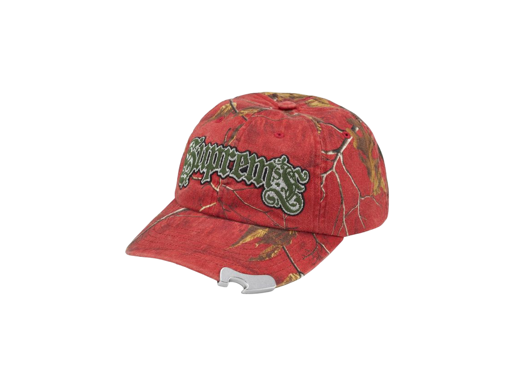 Supreme Bottle Opener 6-Panel Hat Red Camouflage-Supreme-pikastore.cz