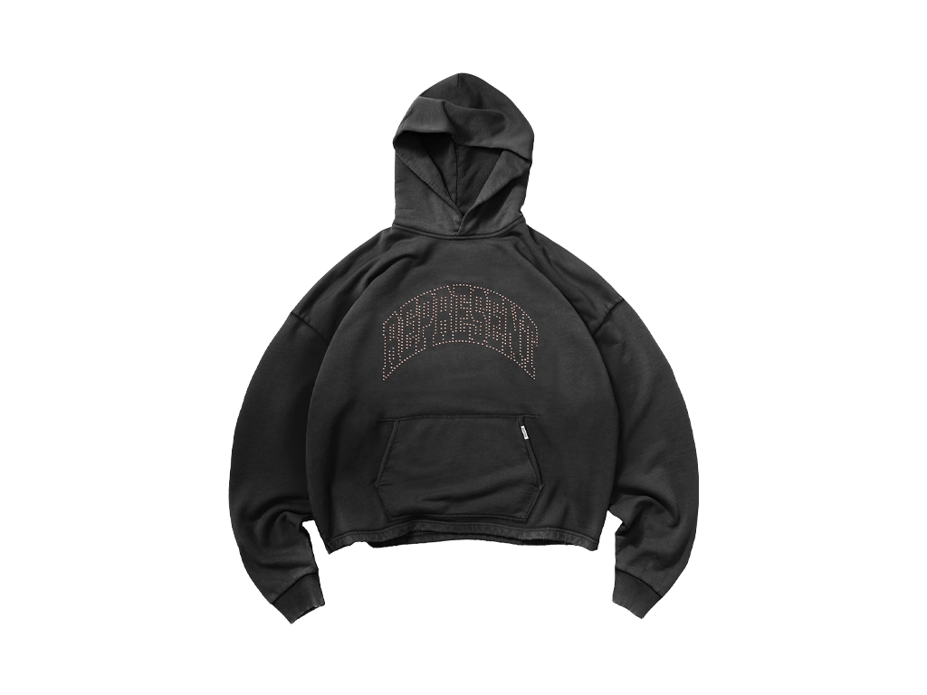 Represent Embellished Hoodie Stained Black-Represent-pikastore.cz