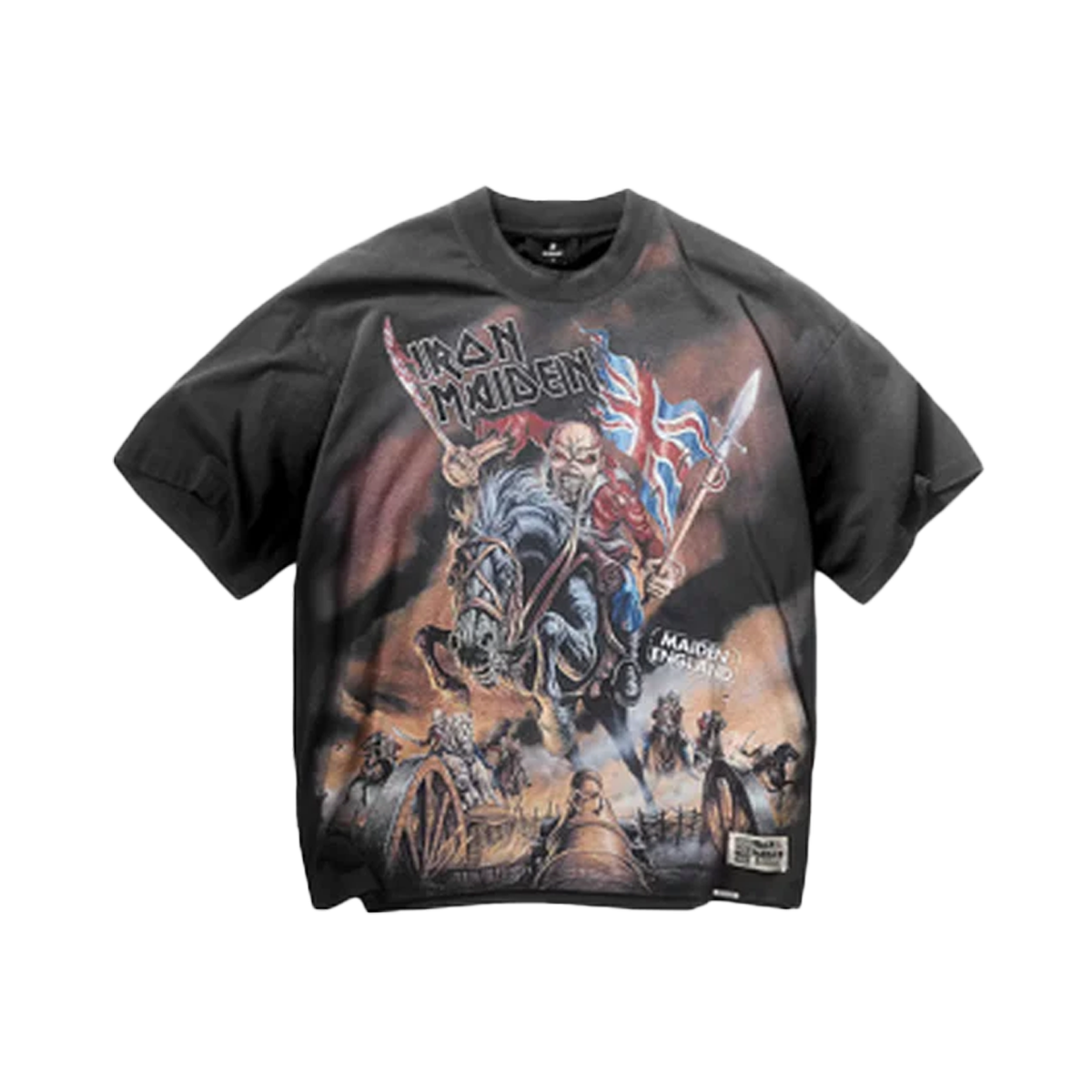 Represent X Iron Maiden Steed T-Shirt Stained Black-Represent-pikastore.cz
