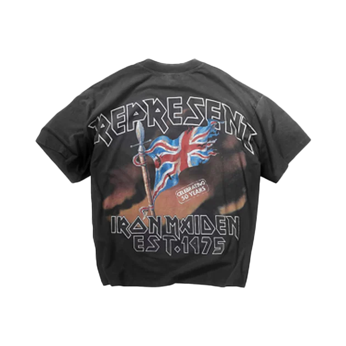 Represent X Iron Maiden Steed T-Shirt Stained Black-Represent-pikastore.cz