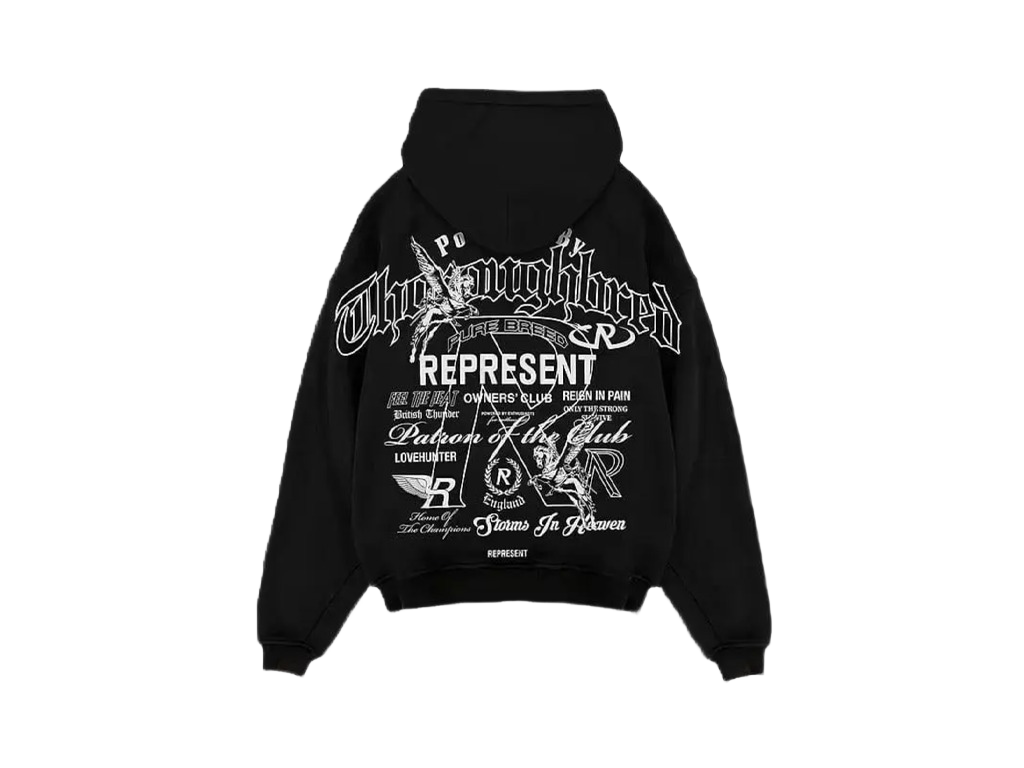 Represent Customs Monochrome Icons Hoodie Black