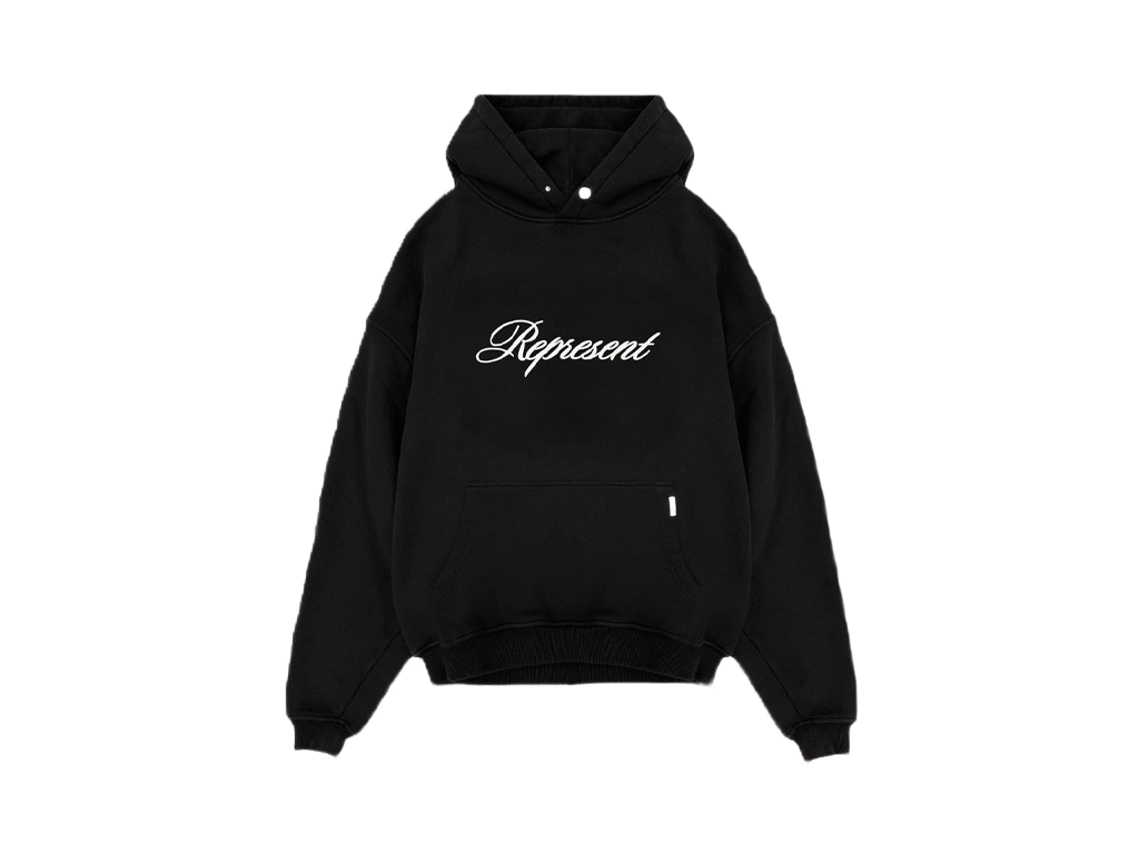 Represent Script Logo Hoodie Black