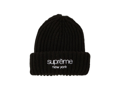 Supreme Classic Logo Chunky Ribbed Beanie 'Black'
