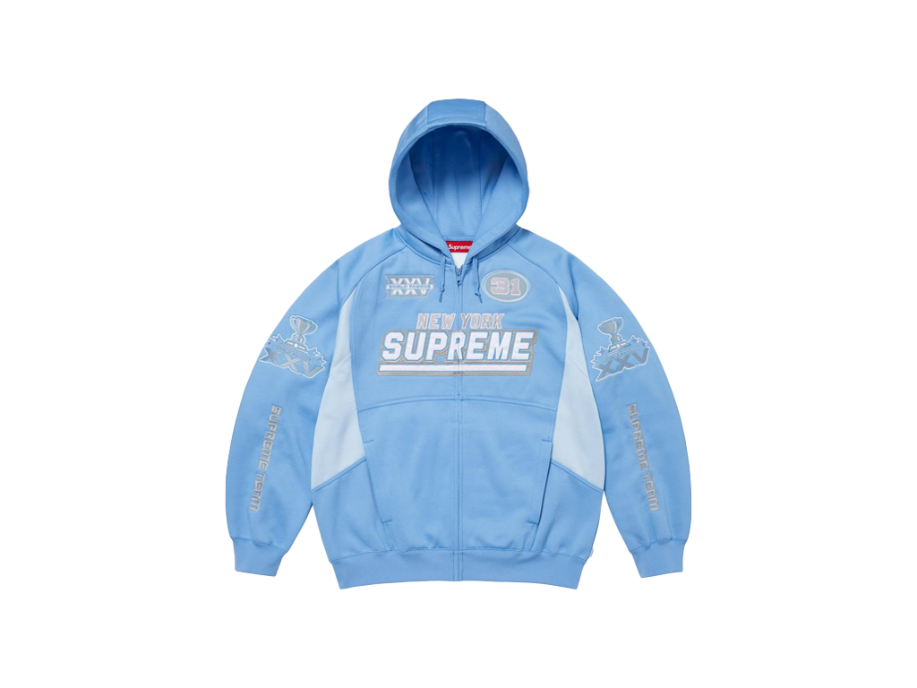 Supreme Football Zip Up Hooded Sweatshirt Light Blue-Supreme-pikastore.cz