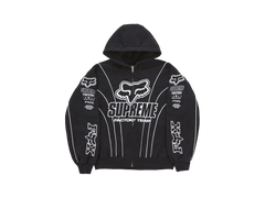 Supreme Fox Racing Zip Up Hooded Sweatshirt Black