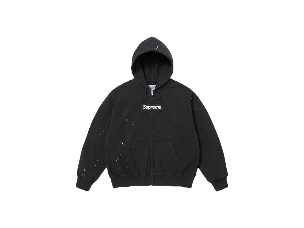 Supreme MM6 Maison Margiela Box Logo Zip Up Hooded Sweatshirt Black-Supreme-pikastore.cz