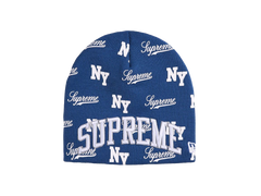 Supreme New Era Monogram Beanie Blue