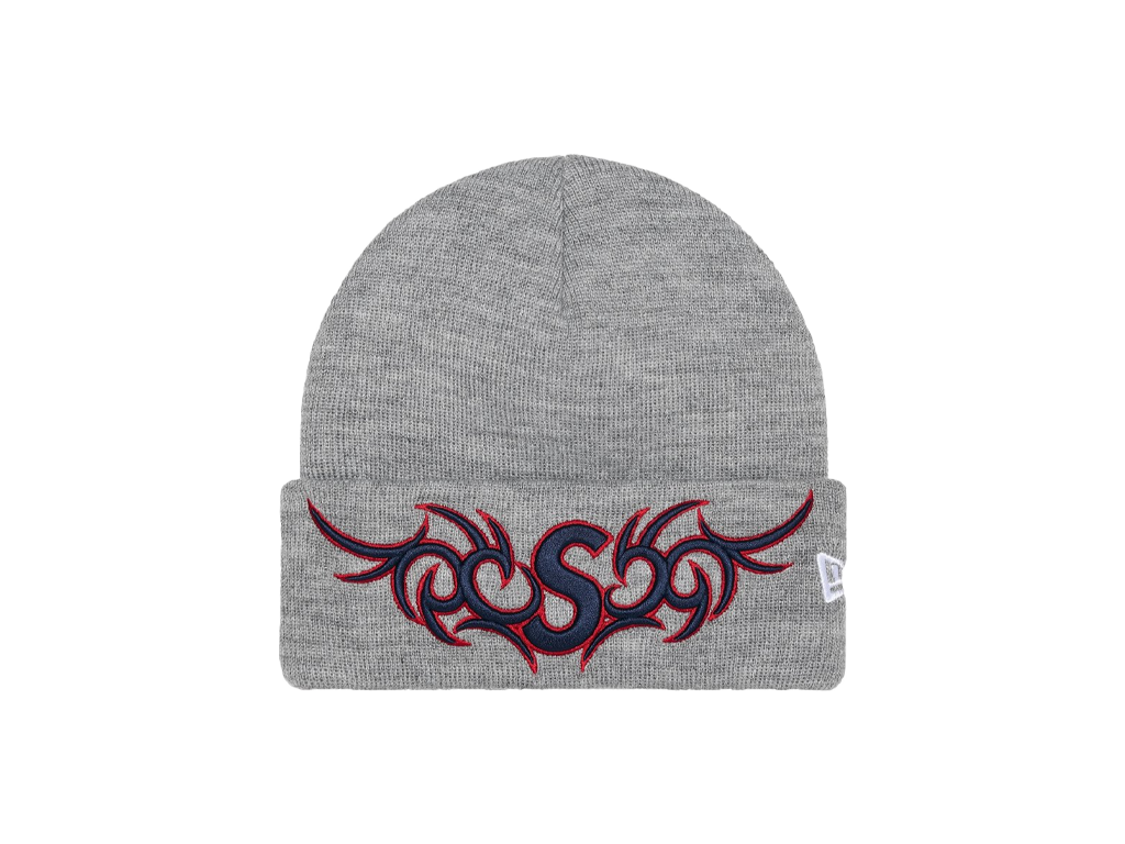 Supreme New Era Tribal S Logo Beanie Heather Grey-Supreme-pikastore.cz