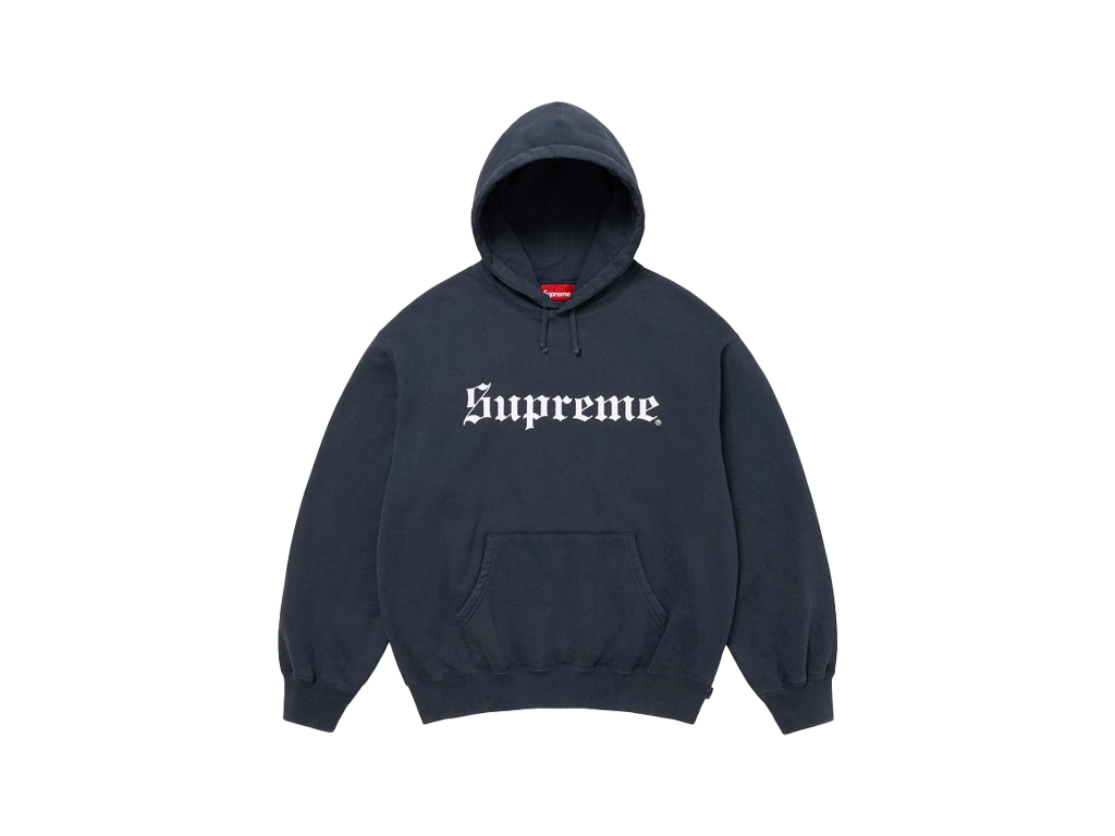 Supreme Washed Old English Hooded Sweatshirt Navy-Supreme-pikastore.cz