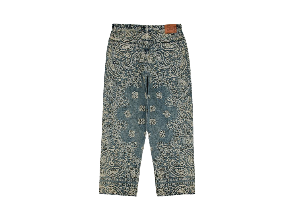 Supreme Bandana Jacquard Baggy Jean Blue-Supreme-pikastore.cz