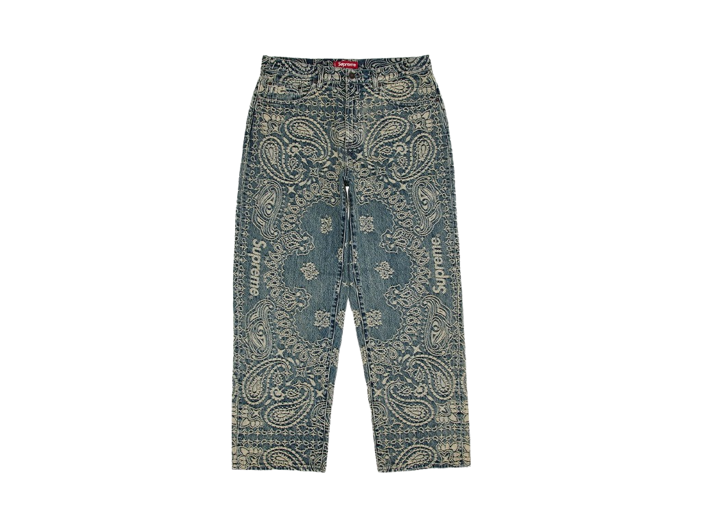 Supreme Bandana Jacquard Baggy Jean Blue-Supreme-pikastore.cz
