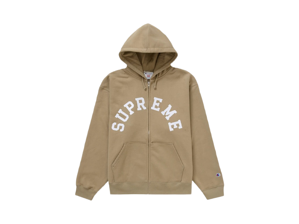 Supreme Champion Zip Up Hooded Sweatshirt Tan-Supreme-pikastore.cz