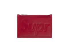 Supreme Leather Zip Card Holder Red