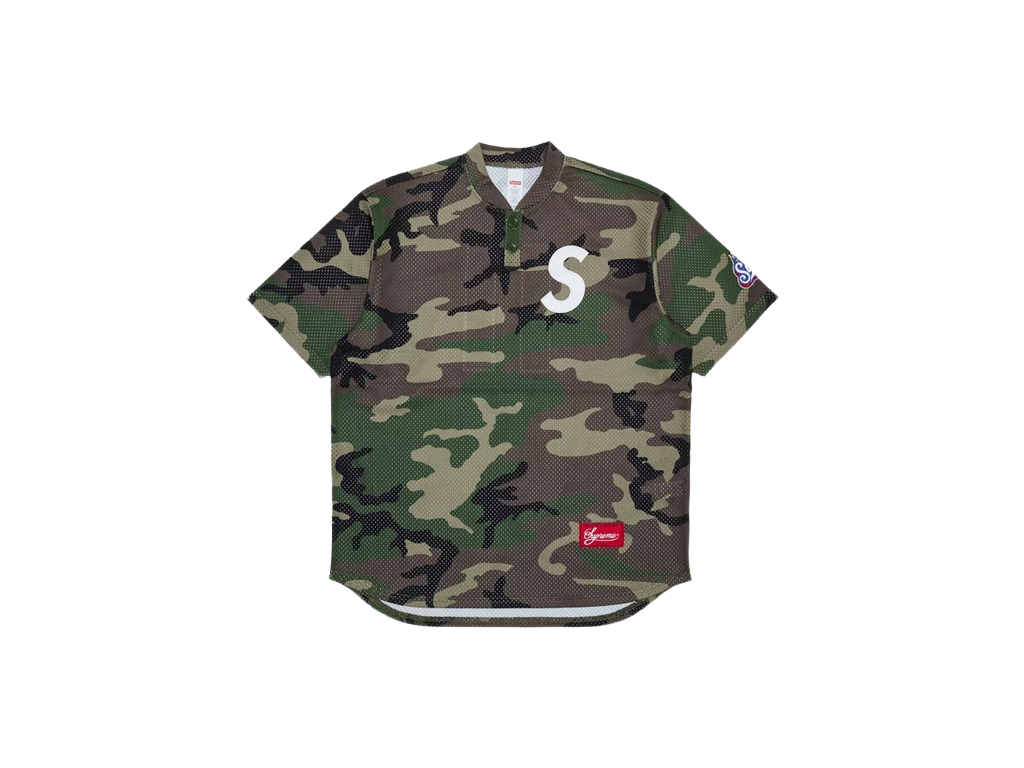 Supreme S Logo Baseball Henley Woodland Camo-Supreme-pikastore.cz