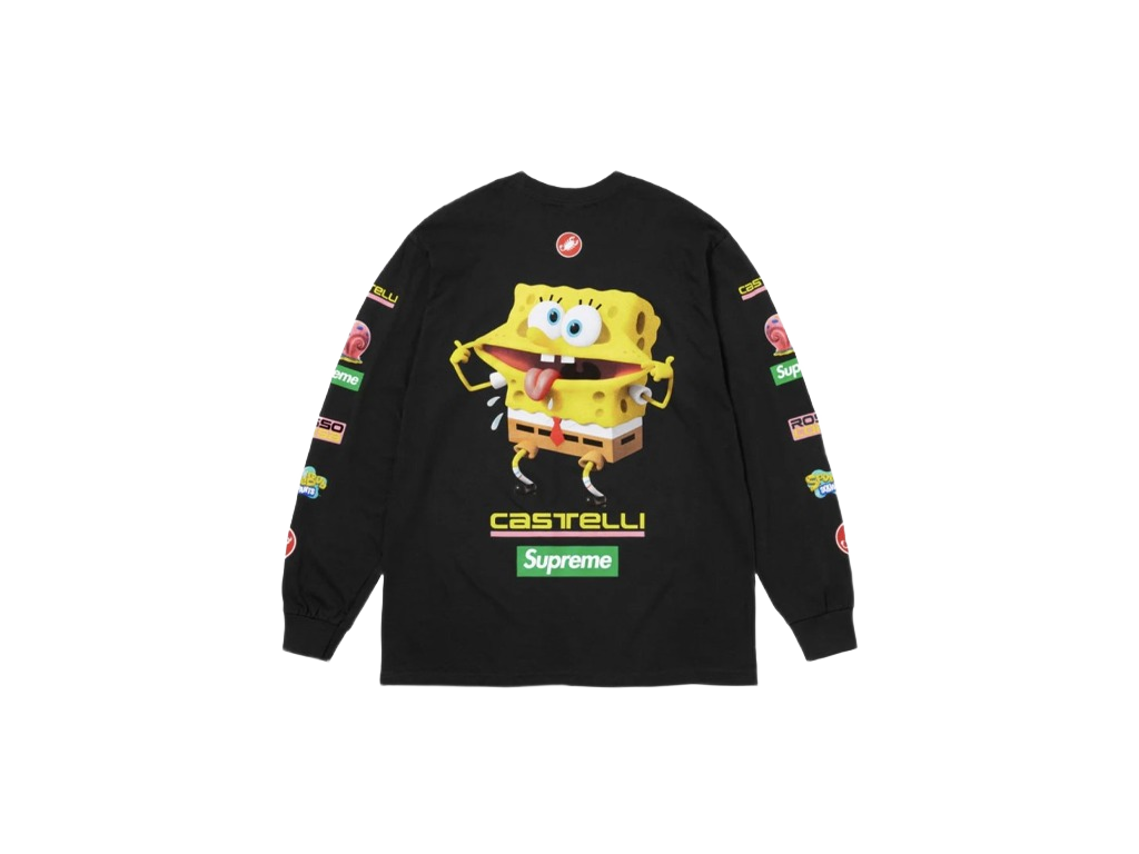 Supreme SpongeBob/Castelli Racing L/S Tee Black-Supreme-pikastore.cz