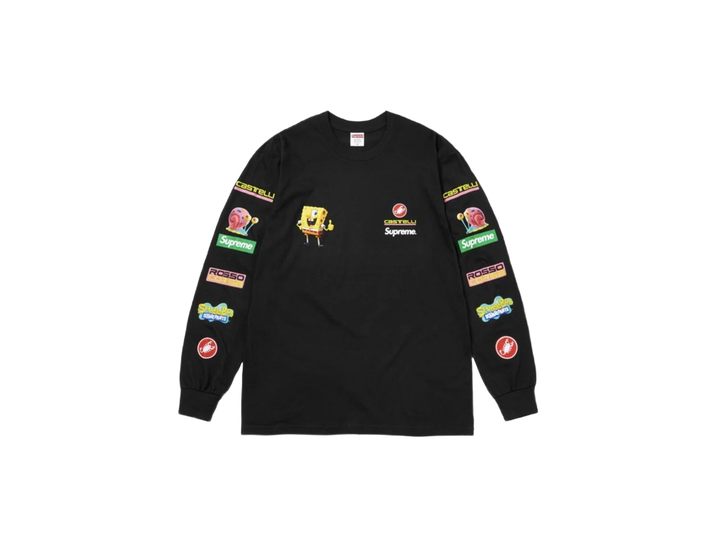 Supreme SpongeBob/Castelli Racing L/S Tee Black-Supreme-pikastore.cz