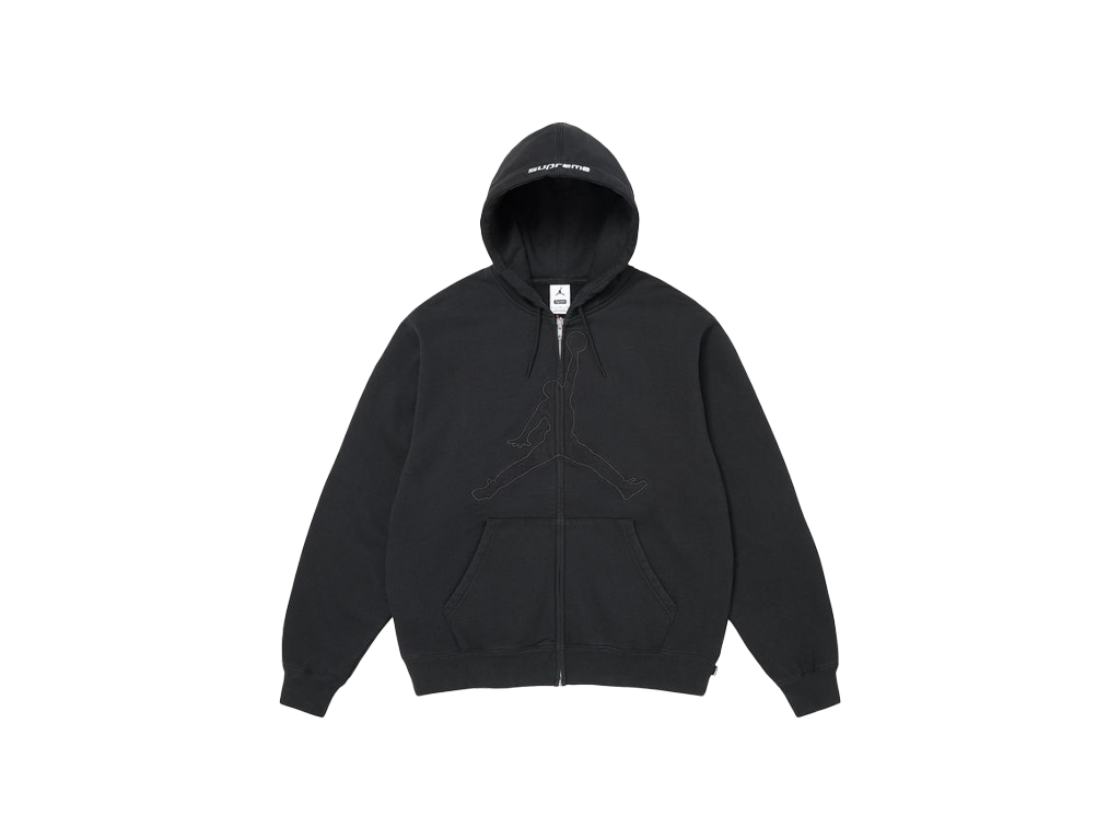 Supreme x Jordan Zip Up Hooded Sweatshirt Black-Supreme-pikastore.cz