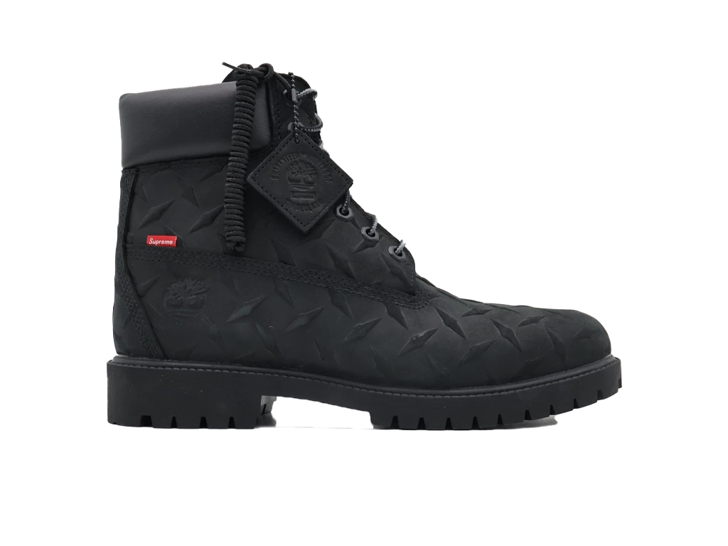 Supreme x Timberland 6 Inch Premium Waterproof Boot Embossed Diamond Plate - Black-Timberland-pikastore.cz