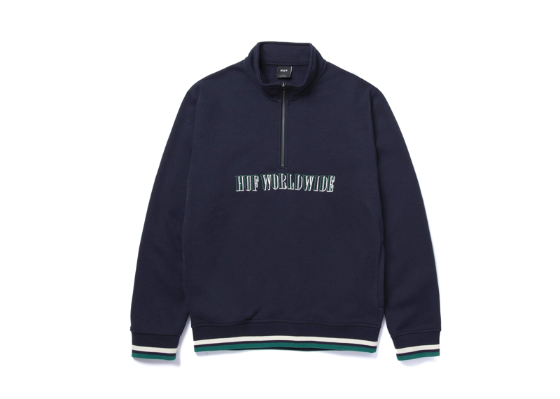 HUF Shadow Serif 1/4-Zip Mockneck Fleece Navy