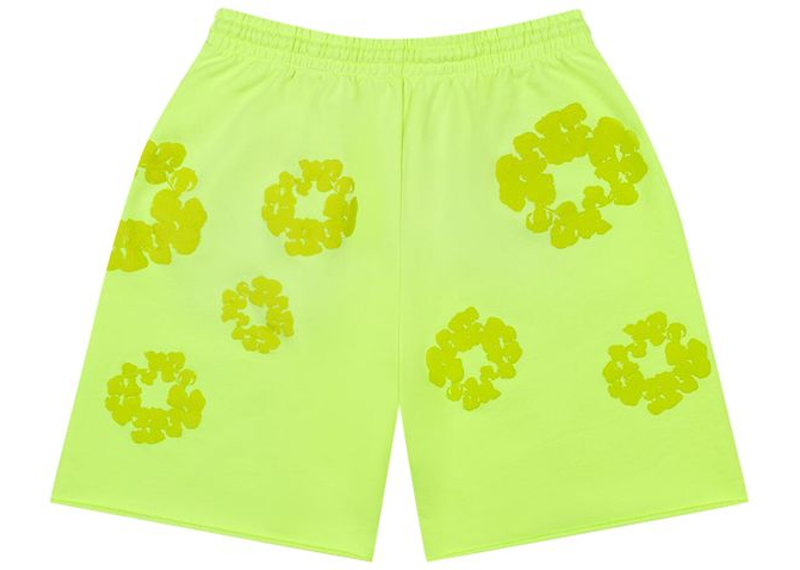 Denim Tears Mono Cotton Wreath Shorts Neon Green-Denim Tears-pikastore.cz