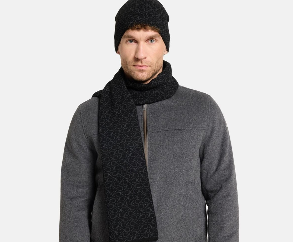 Calvin Klein Wool-blend scarf Black – akcesoria – zdjęcie 3 z 3