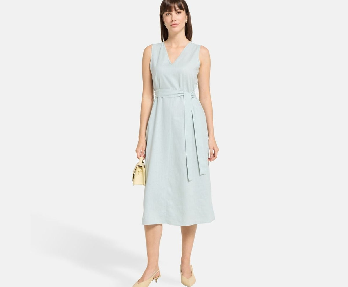 Calvin Klein Linen-blend dress Light Blue – vêtements – photo 5 sur 5