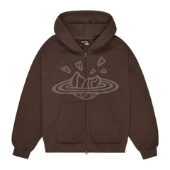Broken Planet Zip Up Hoodie Chocolate Brown