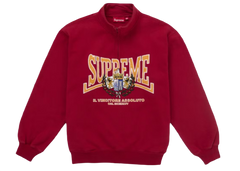 Supreme Crest Applique Half Zip Pullover Red