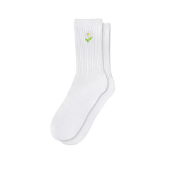 Capkov Embroidery Socks White Daisy