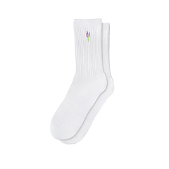 Capkov Embroidery Socks White Lavender