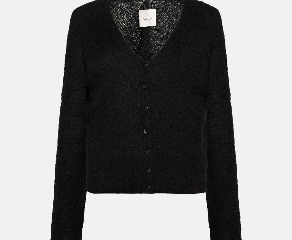 Calvin Klein Wool-blend cardigan Black – oblečení, černá