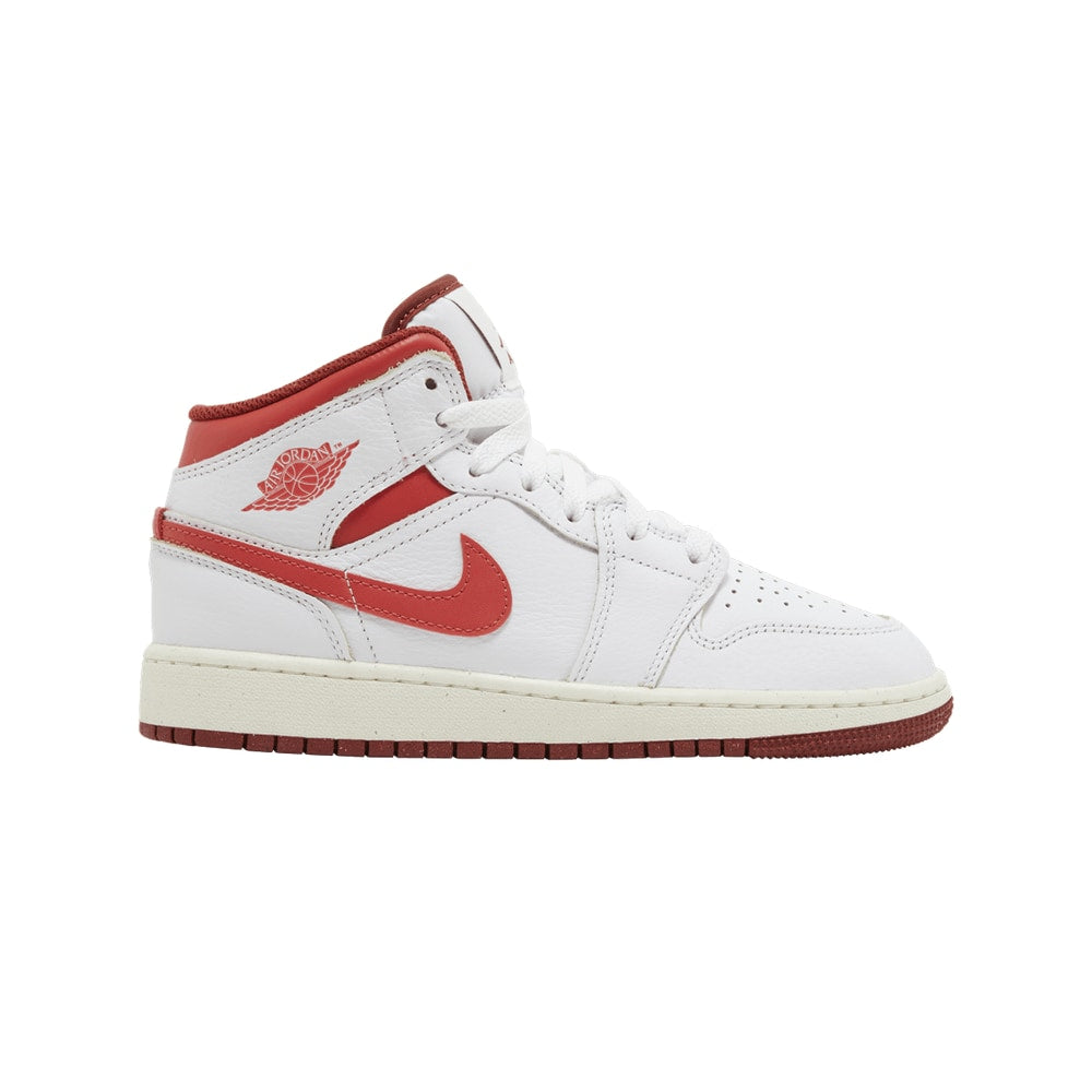 Air Jordan 1 Mid SE GS White Dune Red