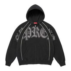 Supreme Paneled Zip Up Hooded Sweatshirt Black