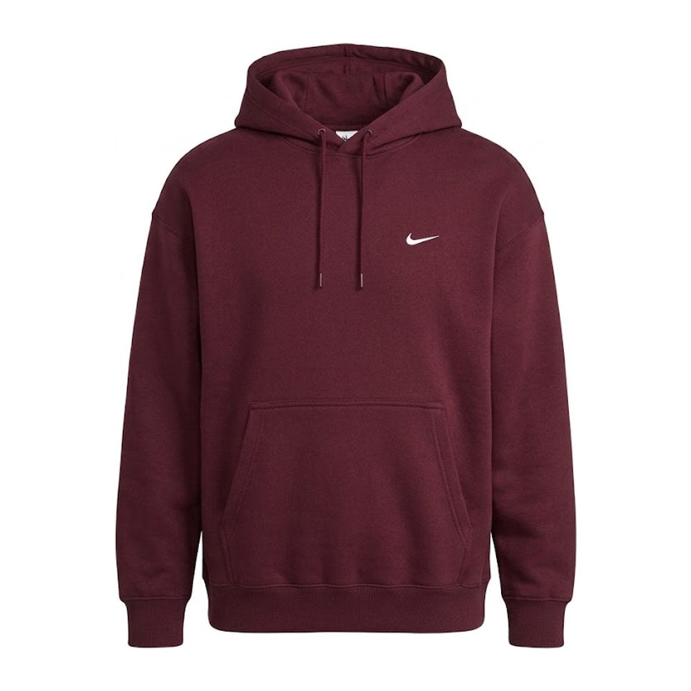 Nike Solo Swoosh Men's Pullover Hoodie Burgundy Crush – felpa