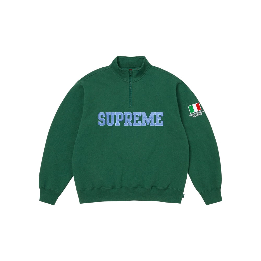 Supreme Shop Flag Half Zip Pullover Dark Green Milan – top