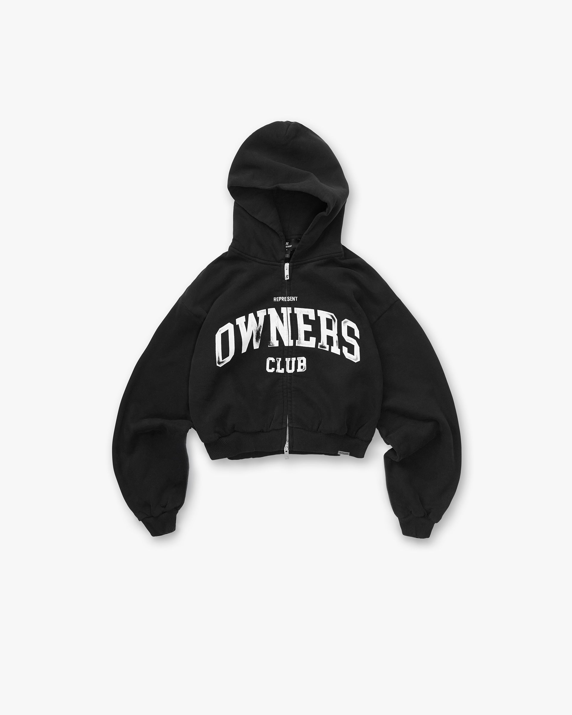 Represent Owners Club Zip Through Hoodie Jet Black