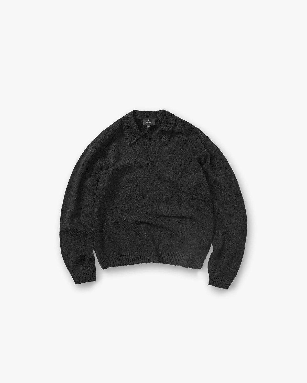 Represent Knitted Polo Jet Black