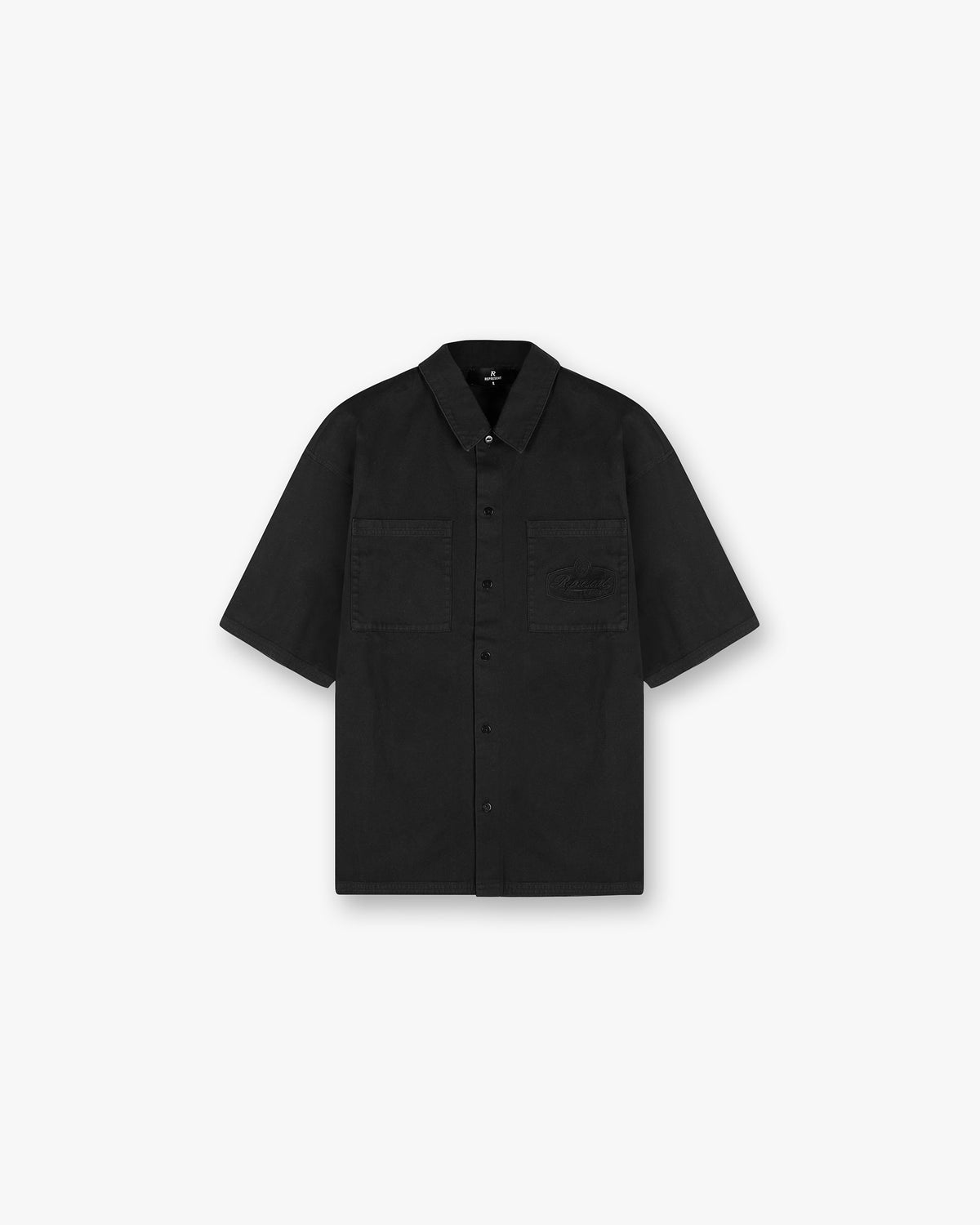 Represent Short Sleeve Cotton Overshirt Washed Black