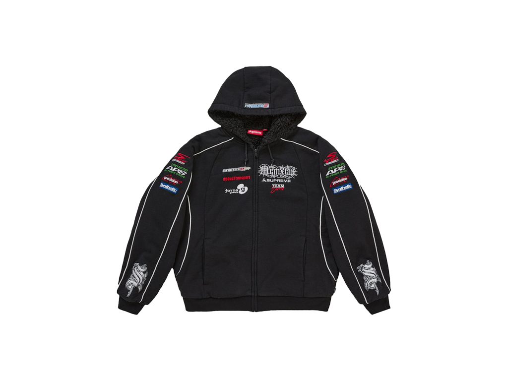 Supreme Racing Lined Zip Up Hooded Sweatshirt Black-Supreme-pikastore.cz