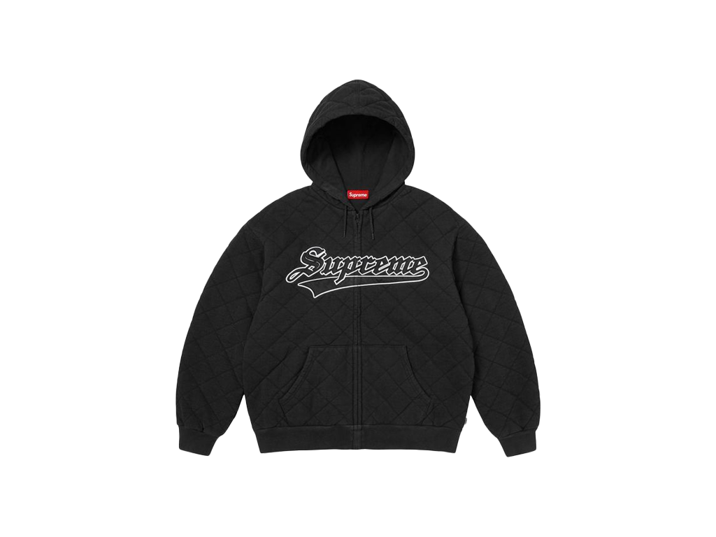 Supreme Quilted Zip Up Hooded Sweatshirt Black-Supreme-pikastore.cz